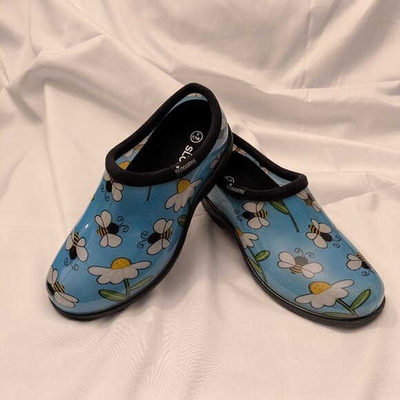 Sloggers Bee and Flower Rain Print Garden or Rain Shoes - Picture 1 of 7